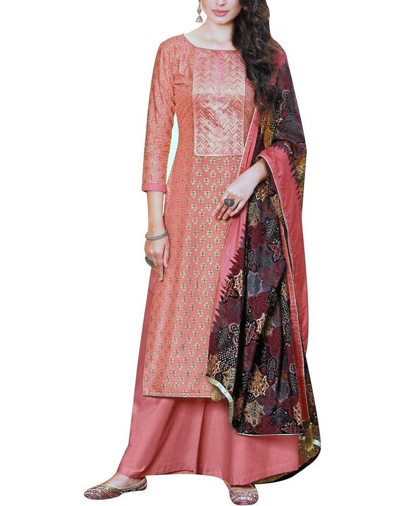 Womens Modal Silk Salwar Kameez with Foil Print Embroidered | Silk Printed Dupatta Peach $37.39 Dresses