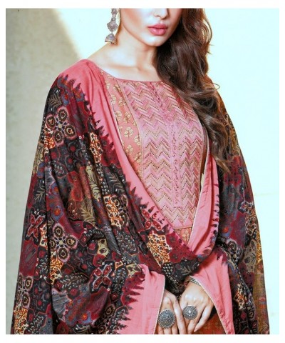 Womens Modal Silk Salwar Kameez with Foil Print Embroidered | Silk Printed Dupatta Peach $37.39 Dresses