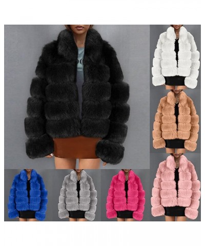 Faux Fur Jackets For Women Winter Warm Fluffy Fleece Crop Outerwear Oversized Soft Coats Jacket Trendy Short Tops Gray Faux F...