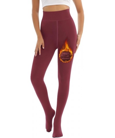 Fleece Lined Leggings for Women Thermal Tummy Control High Waist Winter Warm Workout Tights Wine $11.99 Leggings