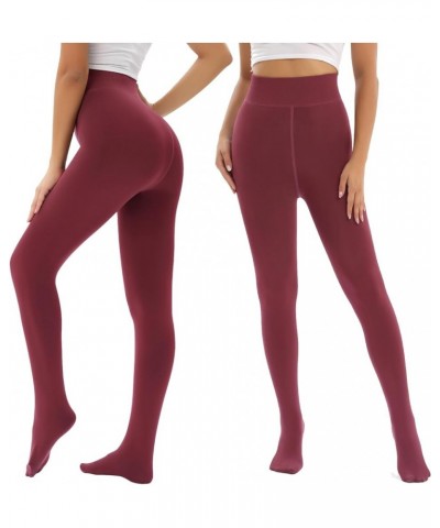 Fleece Lined Leggings for Women Thermal Tummy Control High Waist Winter Warm Workout Tights Wine $11.99 Leggings