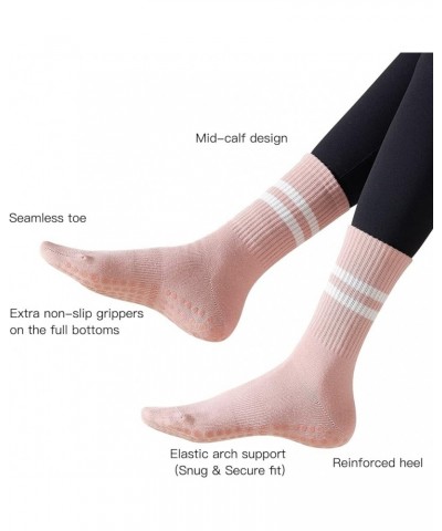 Pilates Socks with Grips for Women, Grippy Yoga Socks Cotton Mid-tube Non Slip Sticky Socks for Dance, Ballet Pink $7.50 Acti...