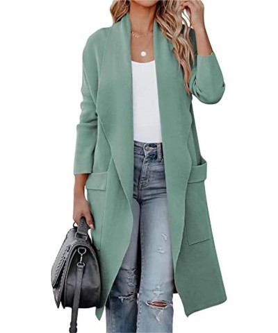 Women's Cardigan Sweater Casual Open Front Jackets Knitted Sweaters 2023 Fall Winter Lapel Trench Coat with Pockets Green $11...