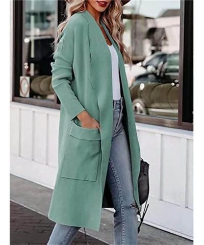 Women's Cardigan Sweater Casual Open Front Jackets Knitted Sweaters 2023 Fall Winter Lapel Trench Coat with Pockets Green $11...