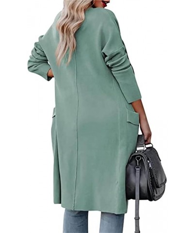 Women's Cardigan Sweater Casual Open Front Jackets Knitted Sweaters 2023 Fall Winter Lapel Trench Coat with Pockets Green $11...