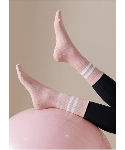 Pilates Socks with Grips for Women, Grippy Yoga Socks Cotton Mid-tube Non Slip Sticky Socks for Dance, Ballet Pink $7.50 Acti...