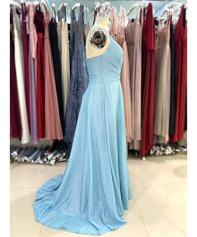 Prom Dresses Long Mermaid with Pockets V Neck Formal Evening Ball Gowns Side Slit Glitter Party Dress Sky Blue $52.80 Dresses