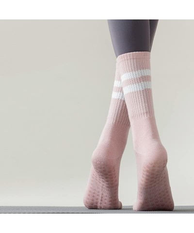 Pilates Socks with Grips for Women, Grippy Yoga Socks Cotton Mid-tube Non Slip Sticky Socks for Dance, Ballet Pink $7.50 Acti...