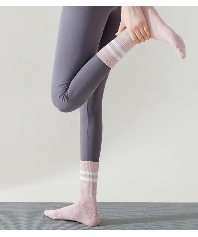 Pilates Socks with Grips for Women, Grippy Yoga Socks Cotton Mid-tube Non Slip Sticky Socks for Dance, Ballet Pink $7.50 Acti...