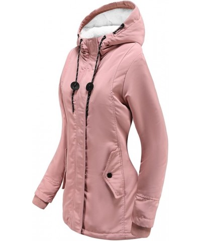 Plus Size Winter Coats for Women Thicken Fleece Lined Parka Hooded Zip Up Snap Button Mid Length Casual Outwear with Pockets ...