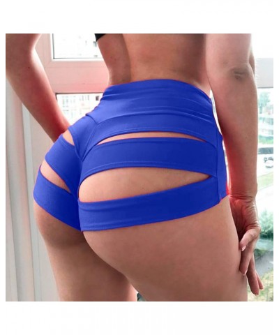 Women Retro Solid Silk High Waisted Scrunch Butt Lifting Booty Shorts Hot Pants Style9-royal Blue $11.59 Activewear