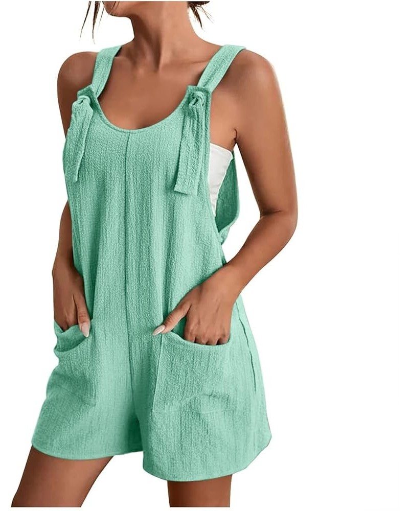 Rompers for Women Summer Casual Sleeveless Overall Comfy Loose Spaghetti Strap Romper Fashion Jumpsuit with Pockets 03 Green ...