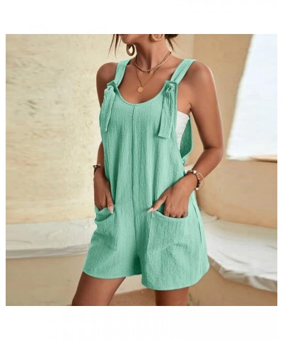 Rompers for Women Summer Casual Sleeveless Overall Comfy Loose Spaghetti Strap Romper Fashion Jumpsuit with Pockets 03 Green ...