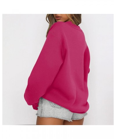 Womens Sweatshirts Fall Long Sleeve Oversized Y2K Shirts Crewneck Solid Loose Fit Lightweight Winter Hoodies 2023 2 Hot Pink ...