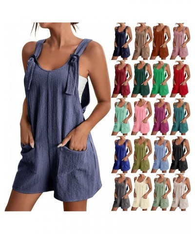 Rompers for Women Summer Casual Sleeveless Overall Comfy Loose Spaghetti Strap Romper Fashion Jumpsuit with Pockets 03 Green ...