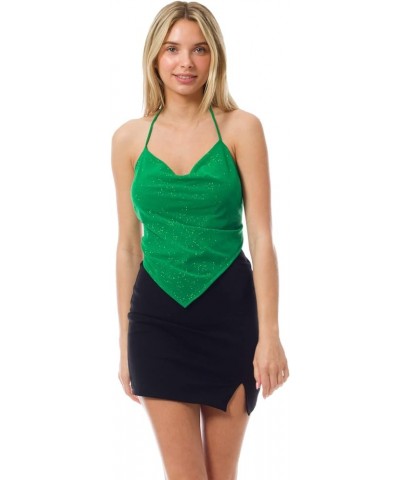 Women's Sexy Paisley Bandana/Tie dye Halter Top Shirt- Made in USA D Kelly Green $12.93 Tanks