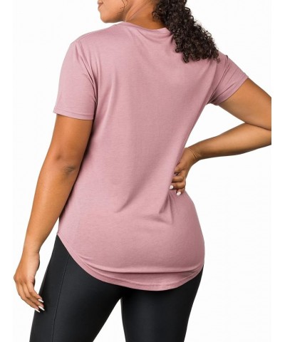 Plus Size Womens V Neck Collar T Shirt | Summer Top with Chest Pocket Mauve $8.99 Tops