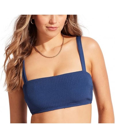 Women's Dd Cup Bandeau Bikini Top Swimsuit with Straps Sea Dive Ultramarine $53.28 Swimsuits