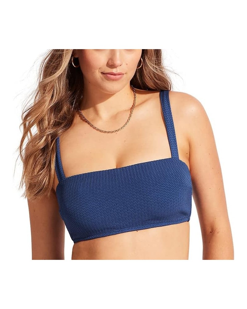 Women's Dd Cup Bandeau Bikini Top Swimsuit with Straps Sea Dive Ultramarine $53.28 Swimsuits