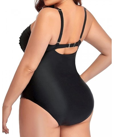 Women Plus Size One Piece Swimsuits Tummy Control Bathing Suits Twist Front Ruched Swimwear Black $22.79 Swimsuits