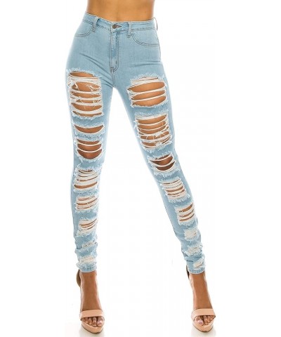 Aphrodite Skinny Cargo Jeans for Women - High Waisted Hand Sanding Distressed Ripped Jeans Stretch Denim Pants 4601a-light Bl...