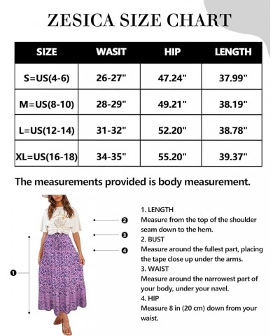 Women's 2024 Bohemian Floral Printed Elastic Waist A Line Maxi Skirt with Pockets Lightpurple $23.84 Skirts