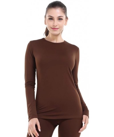 Thermal Underwear for Women Long Johns Set Fleece Lined Ultra Soft Brown $13.99 Underwear