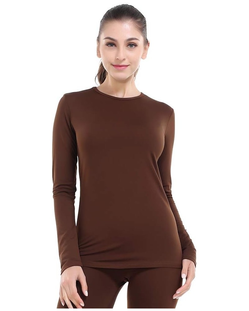 Thermal Underwear for Women Long Johns Set Fleece Lined Ultra Soft Brown $13.99 Underwear