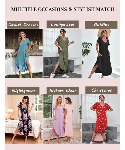 Nightgowns for Women V Neck Nightshirts Short Sleeve Soft Sleepwear Side Split Pockets Long Nightdress S-3XL Pat3 Tie Dye $10...