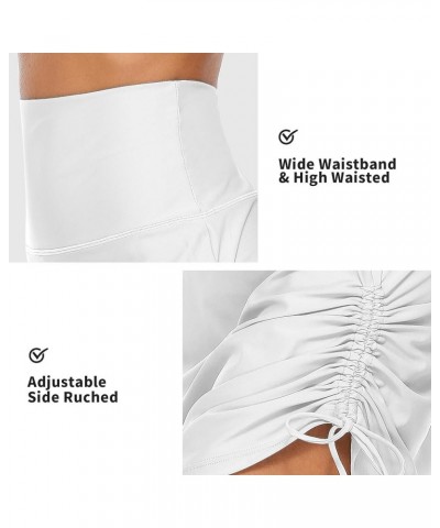 Womens High Waisted Drawstring Swim Skirts Ruched Tummy Control Swimsuit Bottoms White $12.40 Swimsuits