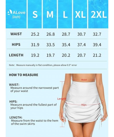 Womens High Waisted Drawstring Swim Skirts Ruched Tummy Control Swimsuit Bottoms White $12.40 Swimsuits