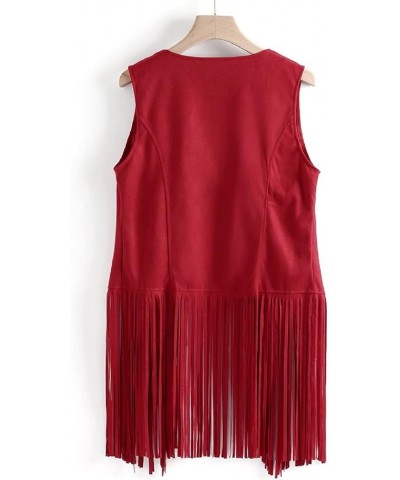 Womens Sleeveless Tassel Jacket Loose Hippie Vest Faux Leather Tassels Fringed Suede Fringe Jackets Fall Winter Outwear Small...