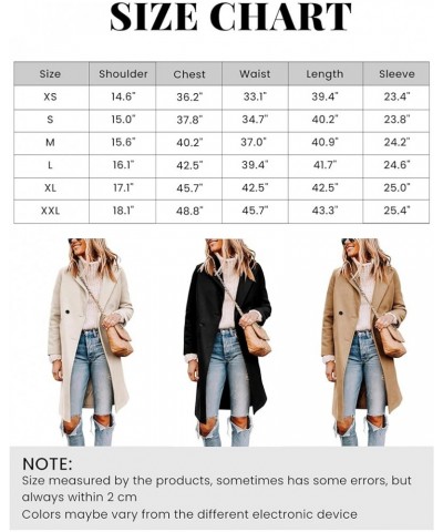 Women's Notch Lapel Double Breasted Wool Blend Mid Long Pea Trench Coat Caramel $35.09 Coats