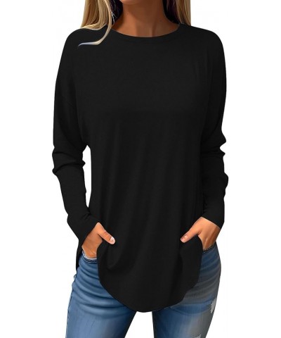 Womens Tops Button Long Sleeve Shirt Oversized Tshirts Cute Blouse Dressy Casual Basic Tees Loose Fit Tunic 2-black $11.59 Tops