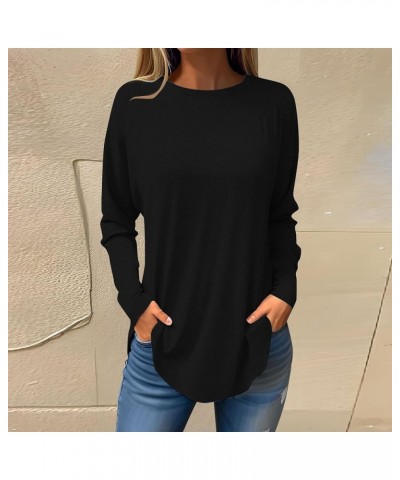 Womens Tops Button Long Sleeve Shirt Oversized Tshirts Cute Blouse Dressy Casual Basic Tees Loose Fit Tunic 2-black $11.59 Tops