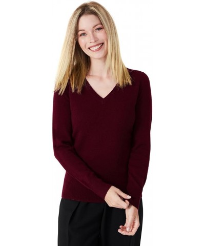 100% Pure Cashmere V-Neck Women's Sweater Maroon $37.44 Sweaters