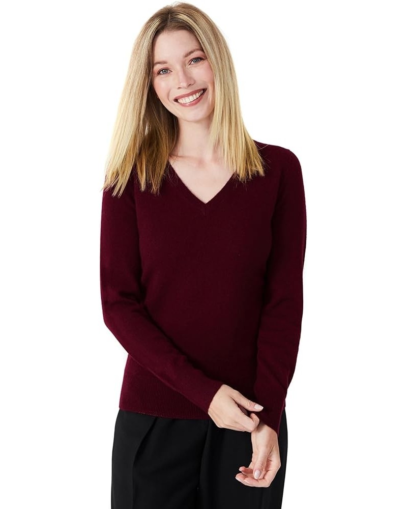 100% Pure Cashmere V-Neck Women's Sweater Maroon $37.44 Sweaters