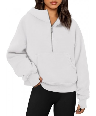 Womens Hoodies Quarter Zip Pullover Oversized Sweatshirts Half Zip Pullover With Pockets Fall Clothes White $20.89 Hoodies & ...