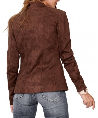 Women's Suede Leather Jacket Modern Stylish Winter Wear Leather Coat Dark Brown $75.95 Coats