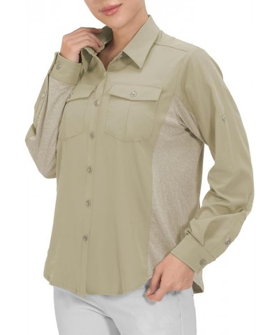 Women's Stretch Quick Dry UPF50+ Long Sleeve Shirt for Hiking, Travel, Camping A Khaki(panels) $24.29 Activewear