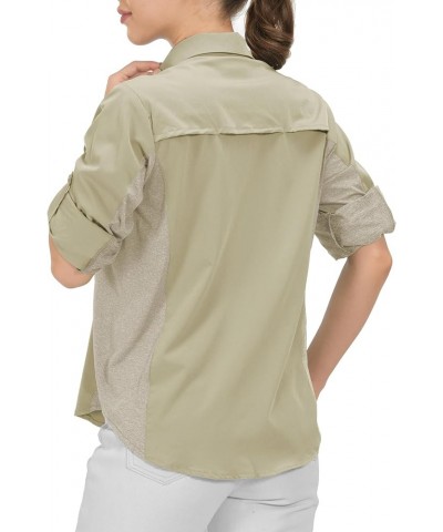 Women's Stretch Quick Dry UPF50+ Long Sleeve Shirt for Hiking, Travel, Camping A Khaki(panels) $24.29 Activewear