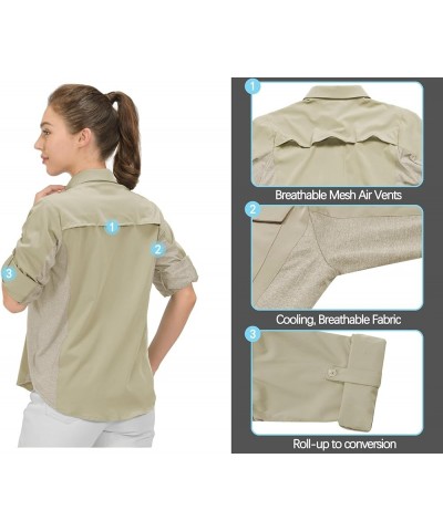 Women's Stretch Quick Dry UPF50+ Long Sleeve Shirt for Hiking, Travel, Camping A Khaki(panels) $24.29 Activewear