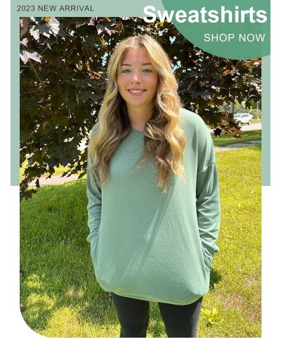 Women's Sweatshirts V Neck Oversized Long Sleeve Pockets Top B02-green $20.79 Hoodies & Sweatshirts