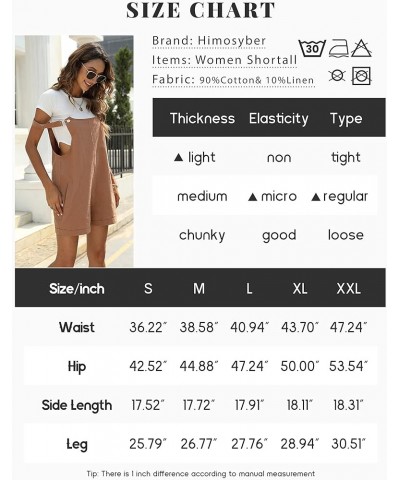 Women Cotton Blend Shortall Linen Dual Pocketed Adjustable Strap Cream Pinafore Overall Romper Green $15.33 Overalls