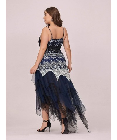 Size Women's Sleeveless Tea Length A-line Dress Lace Plus Size Cocktail Dress 6212B Navy $32.85 Dresses