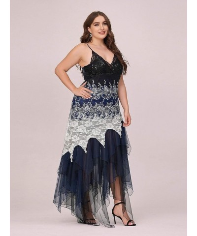 Size Women's Sleeveless Tea Length A-line Dress Lace Plus Size Cocktail Dress 6212B Navy $32.85 Dresses