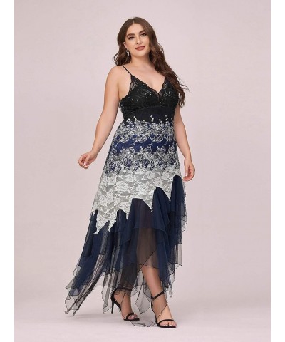 Size Women's Sleeveless Tea Length A-line Dress Lace Plus Size Cocktail Dress 6212B Navy $32.85 Dresses