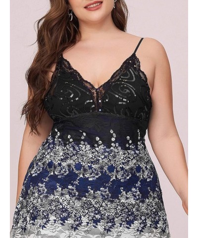 Size Women's Sleeveless Tea Length A-line Dress Lace Plus Size Cocktail Dress 6212B Navy $32.85 Dresses