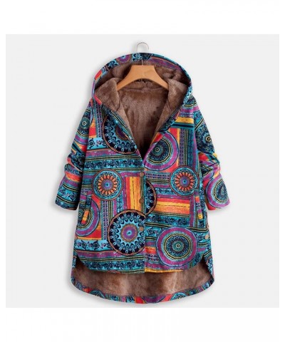 Women's Cotton Linen Trench Coat Western Style Patchwork Outwear Warm Fleece Lined Jacket Winter Quilted Parka Outwear C-blue...