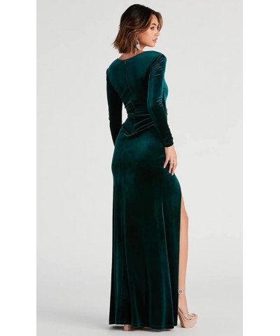 Long Sleeve Velvet Bridesmaid Dresses for Women 2024 Slit V Neck Maxi Velvet Dress for Party Formal Evening Gown Plum $32.66 ...